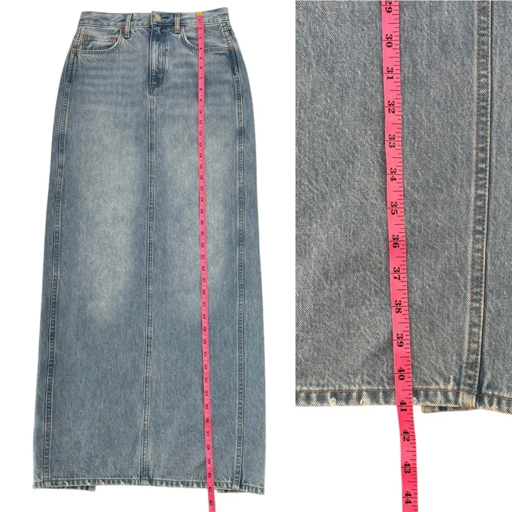 Aritzia Denim Forum The ’90s Pencil Maxi Denim Skirt 7 Yrs Bleu Taboo Size 25
